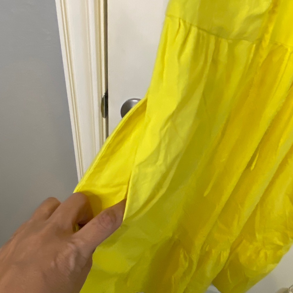 Who What Wear Yellow Tiered Midi Dress Ruffle Flutter Sleeve Pockets Large - Picture 4 of 4